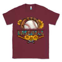 Burgundy western baseball with sunflower Classic Tee - BundleAndBundleShop