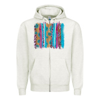 Oatmeal Heather gemstone and pink leopard brushstrok Zipper Hoodie - AdoDesignShop