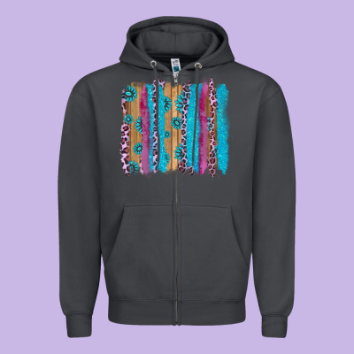 Gemstone And Pink Leopard Brushstrok Zipper Hoodie Designed By Adodesignshop