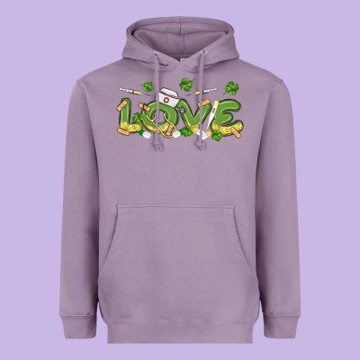 St Patricks Love Nurse Heavyweight Hoodie Designed By Maliassmallbusiness