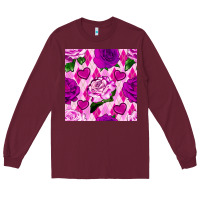 Burgundy valentines day roses and diamond plaid seamless pattern Long Sleeve Tee - BundleAndBundleShop