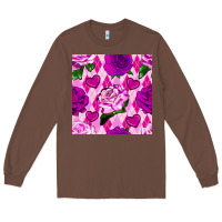 Chestnut valentines day roses and diamond plaid seamless pattern Long Sleeve Tee - BundleAndBundleShop