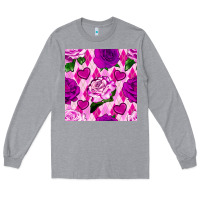 Heather Grey valentines day roses and diamond plaid seamless pattern Long Sleeve Tee - BundleAndBundleShop