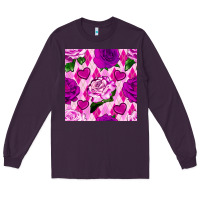 Plum valentines day roses and diamond plaid seamless pattern Long Sleeve Tee - BundleAndBundleShop
