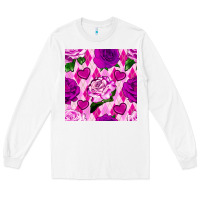 White valentines day roses and diamond plaid seamless pattern Long Sleeve Tee - BundleAndBundleShop