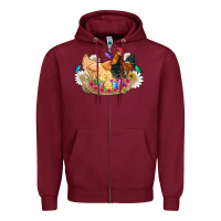 Burgundy easter coop animals farm chicken chiks rooster flowers butterfly Zipper Hoodie - Artiststas