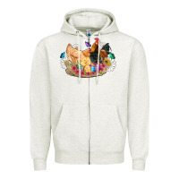 Oatmeal Heather easter coop animals farm chicken chiks rooster flowers butterfly Zipper Hoodie - Artiststas
