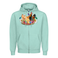 Seafoam easter coop animals farm chicken chiks rooster flowers butterfly Zipper Hoodie - Artiststas