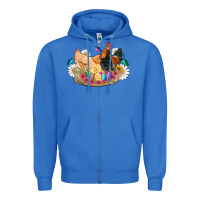 True Royal easter coop animals farm chicken chiks rooster flowers butterfly Zipper Hoodie - Artiststas