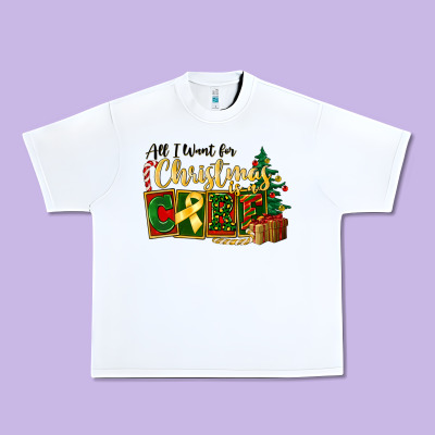 All I Want For Christmas Is Cure Childhood Cancer Urban Heavy Tee Designed By Fadigitalartstudio