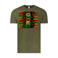 Vintage Olive Black license letters  juneteenth Vintage Tee - Zillion Design Studio
