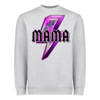 Heather Grey mama neon leopard lightning bolt Heavyweight Sweatshirt - texasbilliewilder