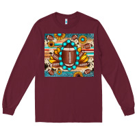 Burgundy football cowhide sunflower Long Sleeve Tee - JahusDesignShop