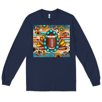 Navy football cowhide sunflower Long Sleeve Tee - JahusDesignShop