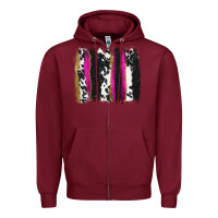 Burgundy cow , yellow and pink glitter brushstrokes Zipper Hoodie - AdoDesignShop