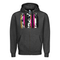Charcoal Heather cow , yellow and pink glitter brushstrokes Zipper Hoodie - AdoDesignShop
