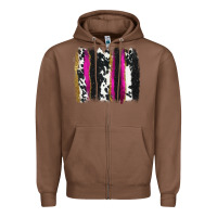 Chestnut cow , yellow and pink glitter brushstrokes Zipper Hoodie - AdoDesignShop