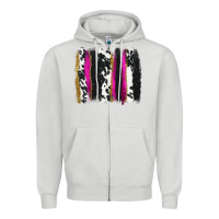 Dove Grey cow , yellow and pink glitter brushstrokes Zipper Hoodie - AdoDesignShop