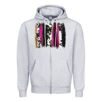 Heather Grey cow , yellow and pink glitter brushstrokes Zipper Hoodie - AdoDesignShop