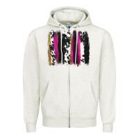 Oatmeal Heather cow , yellow and pink glitter brushstrokes Zipper Hoodie - AdoDesignShop