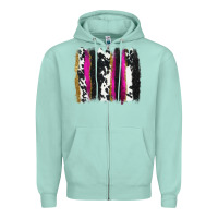 Seafoam cow , yellow and pink glitter brushstrokes Zipper Hoodie - AdoDesignShop