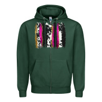 Sports Green cow , yellow and pink glitter brushstrokes Zipper Hoodie - AdoDesignShop