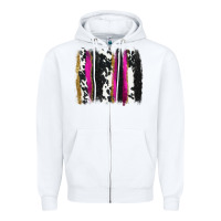 White cow , yellow and pink glitter brushstrokes Zipper Hoodie - AdoDesignShop