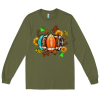Army Green fall football sunflower and fall Long Sleeve Tee - AdoDesignShop