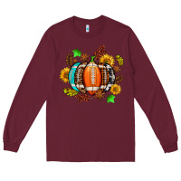 Burgundy fall football sunflower and fall Long Sleeve Tee - AdoDesignShop