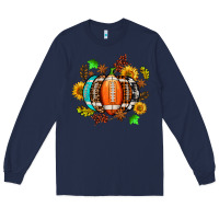 Navy fall football sunflower and fall Long Sleeve Tee - AdoDesignShop