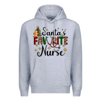 Heather Grey santa's favorite nurse Premium Hoodie - AdoDesignShop