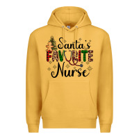 Mustard santa's favorite nurse Premium Hoodie - AdoDesignShop