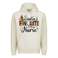 Oatmeal Heather santa's favorite nurse Premium Hoodie - AdoDesignShop