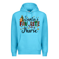 Ocean Blue santa's favorite nurse Premium Hoodie - AdoDesignShop