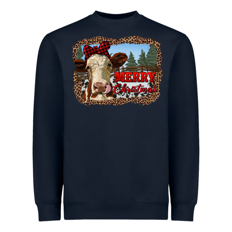 Merry Christmas Heifer Cow With Farm Heavyweight Sweatshirt by RanaPortraitStore | Teevron