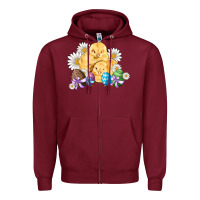 Burgundy chicks eggs daisy easter Zipper Hoodie - Artiststas