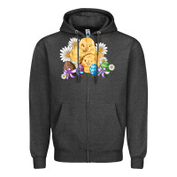 Charcoal Heather chicks eggs daisy easter Zipper Hoodie - Artiststas