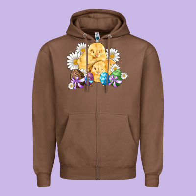 Chicks Eggs Daisy Easter Zipper Hoodie Designed By Artiststas
