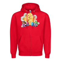 Red chicks eggs daisy easter Zipper Hoodie - Artiststas