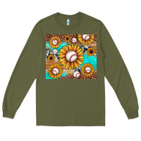 Army Green baseball leopard turquoise sunflower Long Sleeve Tee - JahusDesignShop