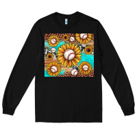 Black baseball leopard turquoise sunflower Long Sleeve Tee - JahusDesignShop