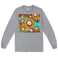 Heather Grey baseball leopard turquoise sunflower Long Sleeve Tee - JahusDesignShop