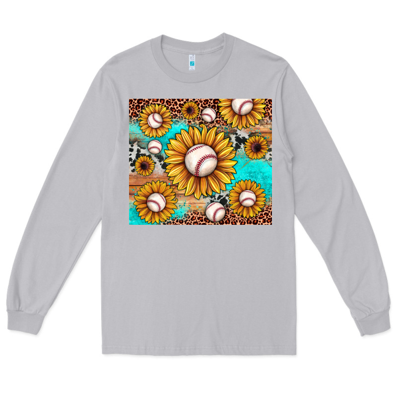 Baseball Leopard Turquoise Sunflower Long Sleeve Tee by JahusDesignShop | Teevron