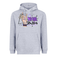 Heather Grey nail hustler Heavyweight Hoodie - MaliasSmallBusiness