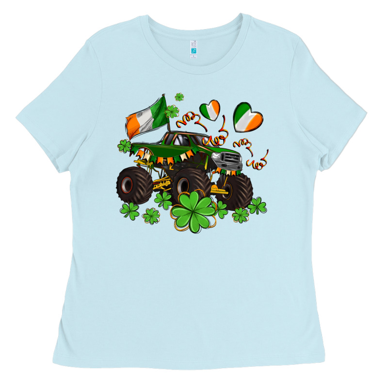 Monster Truck With Shamrocks Ladies Tee by AdoDesignShop | Teevron