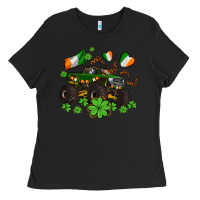 Black monster truck with shamrocks Ladies Tee - AdoDesignShop