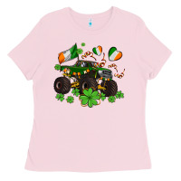 Bubblegum Pink monster truck with shamrocks Ladies Tee - AdoDesignShop