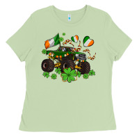 Matcha monster truck with shamrocks Ladies Tee - AdoDesignShop