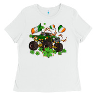White monster truck with shamrocks Ladies Tee - AdoDesignShop