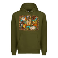Army Green fall pumpkin background Premium Hoodie - BundleAndBundleShop